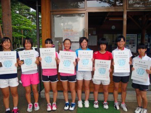 第６５回福島県総合体育大会テニス競技スポーツ少年団の部中学生女子ダブルス入賞者