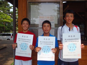 第６５回福島県総合体育大会テニス競技スポーツ少年団の部中学生男子シングルス入賞者