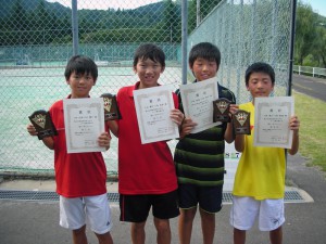 第２６回福島県秋季小学生テニス選手権大会男子ダブルス入賞者１位２位