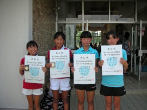 第６７回福島県総合体育大会テニス競技スポーツ少年団の部小学生女子ダブルス入賞者１位２位