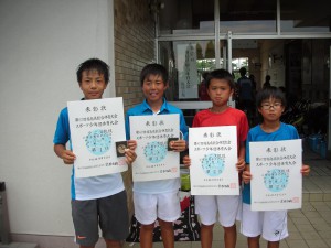 第６７回福島県総合体育大会テニス競技スポーツ少年団の部小学生男子ダブルス入賞者１位２位