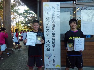 第３７回あづま総合運動公園庭球場オープン記念ダブルステニス大会中学生の部男子優勝