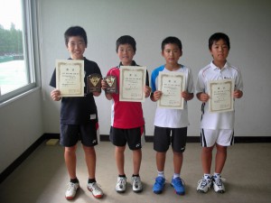 第２９回福島県秋季小学生テニス選手権大会男子ダブルス入賞者１位２位